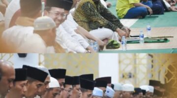 Bupati Suhardiman Amby Bersama Jajaran Pemerintahan Kuansing Laksanakan Sholat Taraweh Pertama di Masjid Agung Ar Raudah
