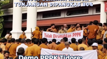RATUSAN PPPK TIDORE KEPULAUAN MENGAMUK, TAK JADI DIRUMAHKAN: BOLEH LANJUT BEKERJA NAMUN TUNJANGAN DIPANGKAS 30%