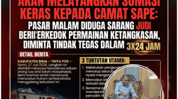 DPC BAPEKA-NTB DIDUKUNG LEMBAGA DAKWAH NURUL SIRAJ, AKAN MELAYANGKAN SOMASI KERAS KEPADA CAMAT SAPE: PASAR MALAM DIDUGA SARANG JUDI BERKEDOK PERMAINAN KETANGKASAN, DIMINTA TINDAK TEGAS DALAM 3X24 JAM