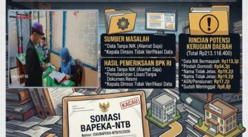 BAPEKA‑NTB KIRIM SOMASI KE DINAS SOSIAL KOTA BIMA: DATA BPJS DAN PBPU KACAU, POTENSI KERUGIAN DAERAH TEMBUS RP213 JUTA LEBIH