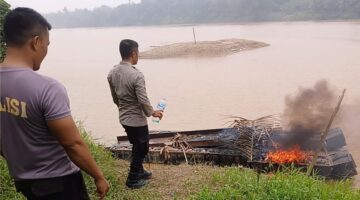 Polsek Benai Tindak PETI di Dua Desa, Satu Rakit Tambang Emas Ilegal Dimusnahkan